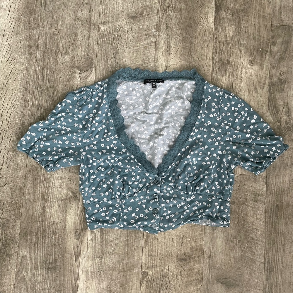 Floral printed Deep V neckline blouse